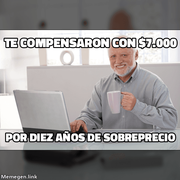 Meme Hide the Pain Harold: 'Te compensaron con $7.000' / 'por diez años de sobreprecio'