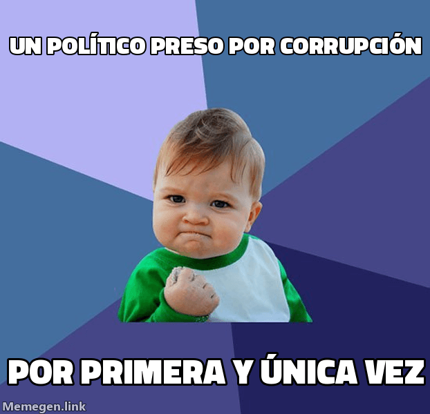 Meme Success Kid: 'Un político preso por corrupción' / 'Por primera y única vez'