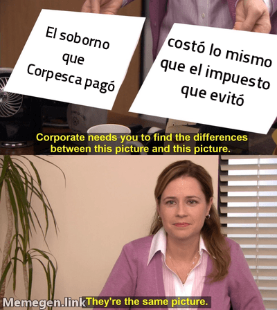 Meme They're the Same Picture: 'El soborno que Corpesca pagó' / 'costó lo mismo que el impuesto que evitó'