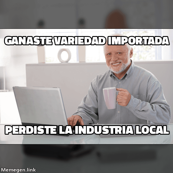 Meme Hide the Pain Harold: 'Ganaste variedad importada' / 'perdiste la industria local'