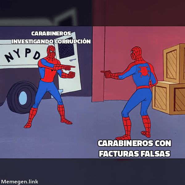Meme Spider-Man Pointing: 'Carabineros investigando corrupción' / 'Carabineros con facturas falsas'