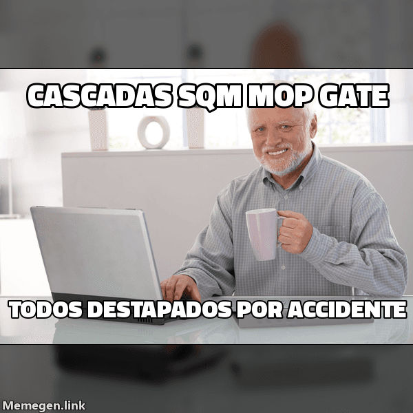 Meme Hide the Pain Harold: 'Cascadas, SQM, MOP-Gate' / 'todos destapados por accidente'