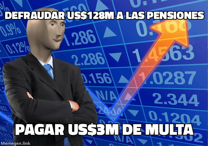 Meme Stonks: 'Capturar US$128M en operaciones sancionadas por la SVS/CMF' / 'Pagar US$3M de multa'